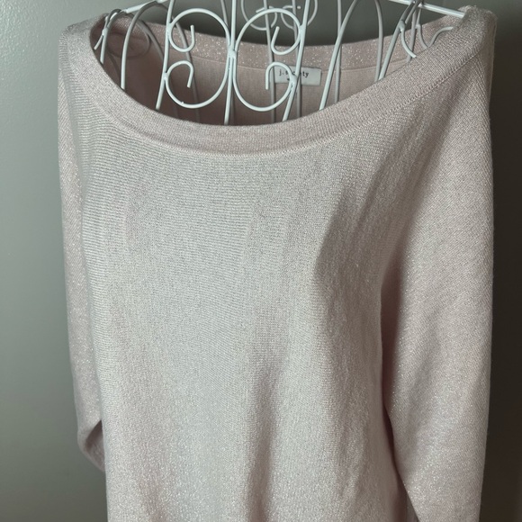 J. Society Women's L Light Pink Metallic Pullover Sweater Cotton Blend Dolman - Picture 2 of 5